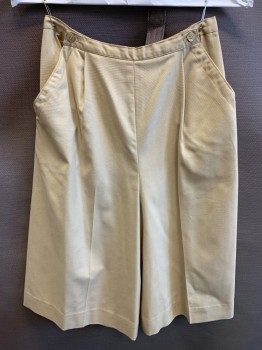 CENTURY, Sand, Polyester, Rayon, Solid, Culottes, Sailor Front with 2 Buttons, 2 Pockets, Pleats,
