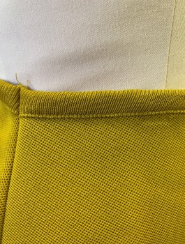N/L, Mustard Yellow, Polyester, Solid, Pencil Skirt, Knit, Elastic Waist, Knee Length, Late 1960's