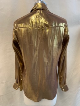 NL , Gold, Polyester, Spandex, Collar Attached, Snap Front, 2 Snap Pockets, Long Sleeves