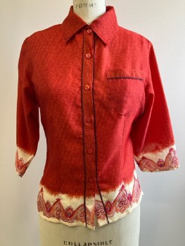N/L, Red/ Multicolor, Abstract, C.A., B.F., L/S, Wine Piping