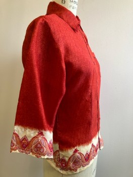 N/L, Red/ Multicolor, Abstract, C.A., B.F., L/S, Wine Piping