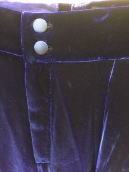 DROP DEAD COLLECTION, Dk Blue, Royal Blue, Polyester, Solid, Extra Pair Of Pants, Velvet, Pleated at 2" Wide Waistband, 2 Buttons & Zip Fly, 2 Pockets, Full Relaxed Leg,