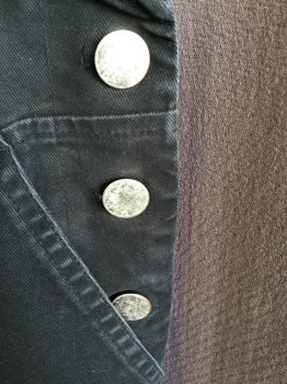 WILDFANG, Black, Cotton, Solid, Silver Buttons, Raw Hem