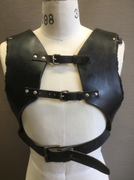 MTO, Black, Leather, Made To Order, Backed with Foam, 3 Buckles, Belt Has One Torn Hole