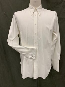 DARCY, White, Cotton, Solid, Button Front, Collar Attached, Long Sleeves, French Cuff Needing Links