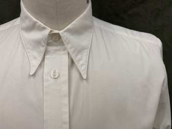 DARCY, White, Cotton, Solid, Button Front, Collar Attached, Long Sleeves, French Cuff Needing Links