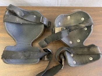 N/L MTO, Black, Silver, Plastic, Foam, Pair, Plastic Faux "Metal" Over Black Foam, Tactical, Aged, Plastic Bottom Release Buckles, Adjustable Straps, Made To Order