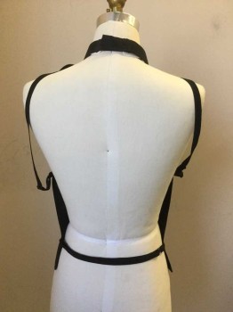 R.J. TOOMEY, Black, White, Polyester, Solid, Priest's Collar/Dickey Combo, Elastic Adjustable Straps, Elastic Adjustable Waist Strap