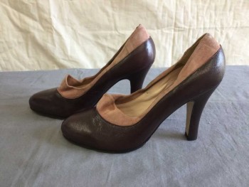LENORA, Maroon Red, Rose Pink, Leather, Suede, Color Blocking, 3" High Heel