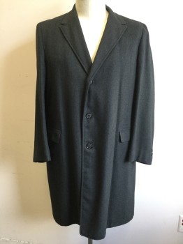N/L, Charcoal Gray, Wool, Herringbone, Button Front, Collar Attached, Notched Lapel, 2 Flap Pockets, 1950s