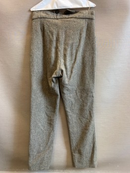 NO LABEL, Gray, Lt Gray, Wool, 2 Color Weave, Boys Pants, Flat Front, Side Pockets, Button Front,