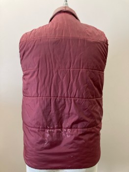 OUTERWEAR, Red Burgundy, Solid, C.A., Snap B.F., 4 Pockets,  Puffer Vest