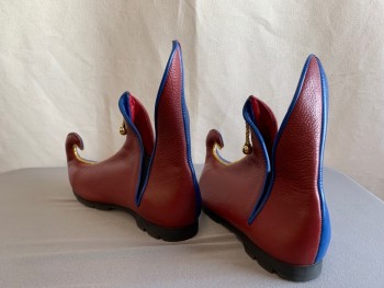 SON OF SANDLAR, Royal Blue, Red, Gold, Leather, Rubber, Color Blocking, Court Jester Motley, Handmade Leather Boots, Renaissance Fair Chic, Pull On