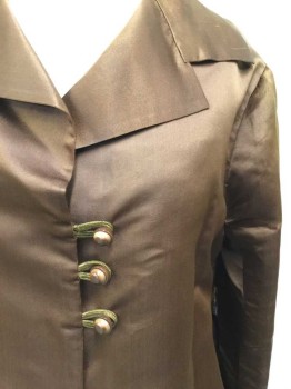 MTO, Chestnut Brown, Silk, Solid, Made To Order, Silk Satin, Trio Of Buttons, Patch Pockets,