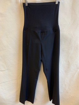 MOTHERHOOD, Black, Polyester, Rayon, Solid, Maternity, Extended High Waist, 3 Pockets