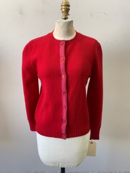 MAC HENRY, Red, Wool, Mohair, Solid, Long Sleeves, Cardigan, Crew Neck,