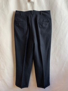 HIRSHEY SLAC, Charcoal Gray, Wool, Solid, Flannel, Pleated Front, 4 Pockets, Belt Loops, Zip Fly, Cuffed Hem