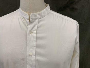 MTO, White, Cotton, Solid, Band Collar,  B.F., L/S,