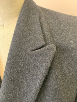 WARREN SCOTT, Charcoal Gray, Wool, Solid, Thick Wool, Double Breasted, Peaked Lapel, 2 Pockets with Flaps