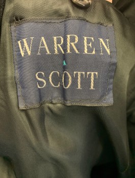 WARREN SCOTT, Charcoal Gray, Wool, Solid, Thick Wool, Double Breasted, Peaked Lapel, 2 Pockets with Flaps