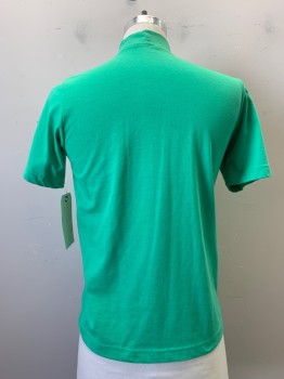 CLASSIC ELEMENTS, Green, Poly/Cotton, Solid, Mock Neck, Short Sleeves,