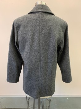 MARVIN RICHARDS, Dk Gray, Wool, Nylon, Heathered, C.A., Single Breasted, Button Front, 2 Pockets