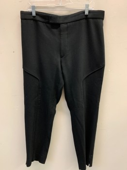 MTO, Black, Wool, Solid, Flat Front, Self Piped Detail on Front Legs
