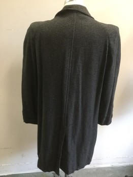 N/L, Black, Olive Green, Wool, Tweed, Basket Weave, Single Breasted, 3 Buttons,  2 Pockets, Set-in Sleeve Front and Raglan Sleeve Cut for Back,
