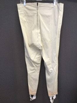 N/L MTO, Cream, Wool, Solid, Cream Pants, Flat Front, Vertical Tabs Attached Front Waist, Zip Back, Side Hem Zips, Elastic Stirrups (Reddish Stain at Hem)