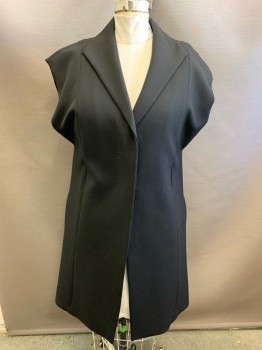 CLASSIQUES ENTIER, Black, Poly/Cotton, Viscose, Single Breasted, Long-line, No Notch Triangle Point Lapel, No Sleeves, Single Breasted, Button Front, Concealed Buttons, Side Pockets, Some Might Call It A Vest, *Missing Belt