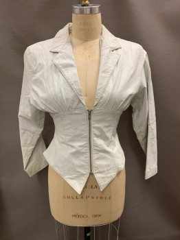 WILSONS , White, Leather, C.A., V-N, Zip Front, Stained/Aged