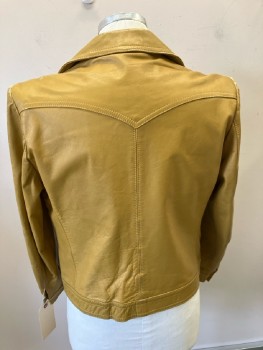 VIRANY, Tan Distressed Leather, 4 B.F., Notched Lapel, 2 Pointed Flap Pkts, Western Yoke