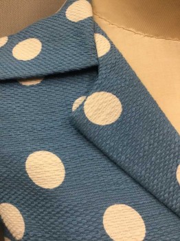 N/L, Cornflower Blue, White, Polyester, Polka Dots, Short Sleeve,  Button Front, Notched Collar, Cuffed Sleeves, Fitted, **Comes with Matching Handkerchief/Scarf, Made To Order Reproduction