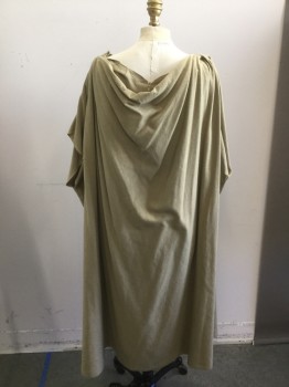 MTO, Khaki Brown, Silk, Solid, Greek Tunic, Draped Neck, Gathered Shoulders with No Sleeves