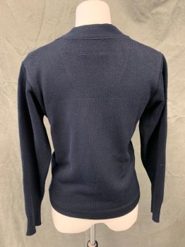 SCHOOL APPAREL, Navy Blue, Acrylic, Solid, Cardigan, Button Front, 2 Pockets, Long Sleeves, Ribbed Knit Waistband/Cuff/Pocket Trim