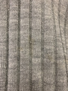 CLASSICS, Heather Gray, Synthetic, Wool, Solid, Ribbed, V-neck, Faint Stain See Detail Photo,