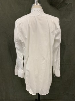 DARCY, White, Cotton, Solid, Collarless Evening Shirt, Starched Pique Bib Front, Button Holes for Studs, Long Sleeves, Starched Pique Cuff with Button Holes for Cuff Links