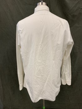 ANTO, White, Cotton, Solid, Button Front, Pointy Collar Attached, 1 Pocket, Long Sleeves, Button Cuff
