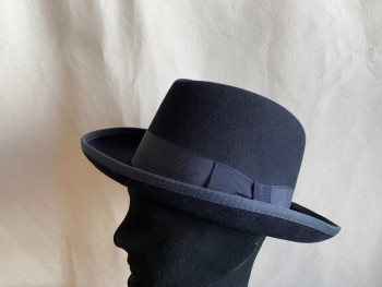 GOLDEN GATE HAT CO, Black, Wool, Grosgrain Hat Band with Bow, Felted Wool,