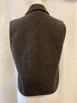 LIMITED, Dk Brown, Wool, Knit, Collar Attached, Zip Front, 2 Pockets