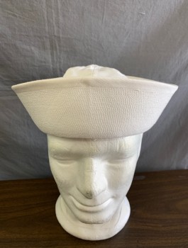 N/L, White, Cotton, Solid, Navy Sailor Gob Hat / Dixie Cup Hat, Canvas, Upright Brim