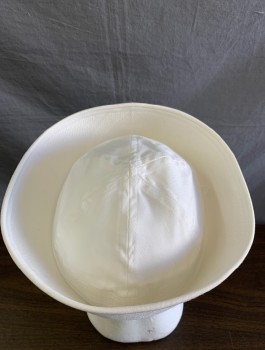 N/L, White, Cotton, Solid, Navy Sailor Gob Hat / Dixie Cup Hat, Canvas, Upright Brim