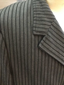 MTO, Gray, Black, Wool, Stripes, Herringbone, Single Breasted, 3 Buttons,  3 Pockets, Collar Attached, Notched Lapel