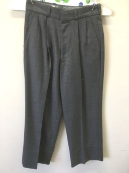 N/L, Gray, Wool, Solid, Boys: Double Pleats, Zip Front, 3 Pockets, Belt Loops, 1980's-1990's