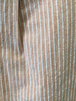 CHABOUKIE, Peach Orange, White, Cotton, Stripes, Band Waist with Elastic Back, Pull On, Peach with White Stripes, Two Front Pleats, Elastic Ankles