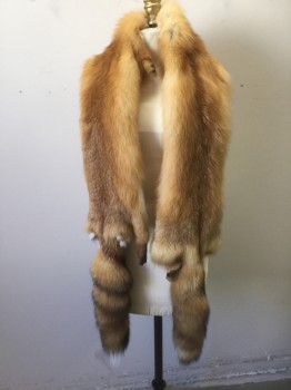 N/L, Brown, Rust Orange, White, Fur, Red Foxes - Full Body with Tail and Legs, Very Rare, Vintage **Barcode Located in Small Side Pocket Next to Fox Paw
