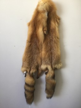 N/L, Brown, Rust Orange, White, Fur, Red Foxes - Full Body with Tail and Legs, Very Rare, Vintage **Barcode Located in Small Side Pocket Next to Fox Paw