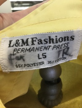 L&M FASHIONS, Yellow, Black, Poly/Cotton, Solid, Long Sleeve Button Front, Long Collar Attached, Ruffled Front with Black Overlocked Edge, Ruffles at French Cuffs,