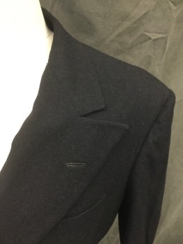 S.K. FRIEDMAN, Black, Wool, Solid, Single Breasted, 1 Button, Collar Attached, Peaked Lapel, 1 Welt Chest Pocket, Long Sleeves,  2 Back Buttons at Top of Tails,
