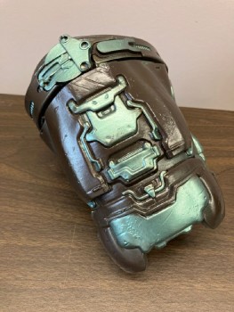 MTO, Brown, Iridescent Green, Rubber, Geometric, GAUNLET: Single, Mechanical Look, Velcro Closure Back